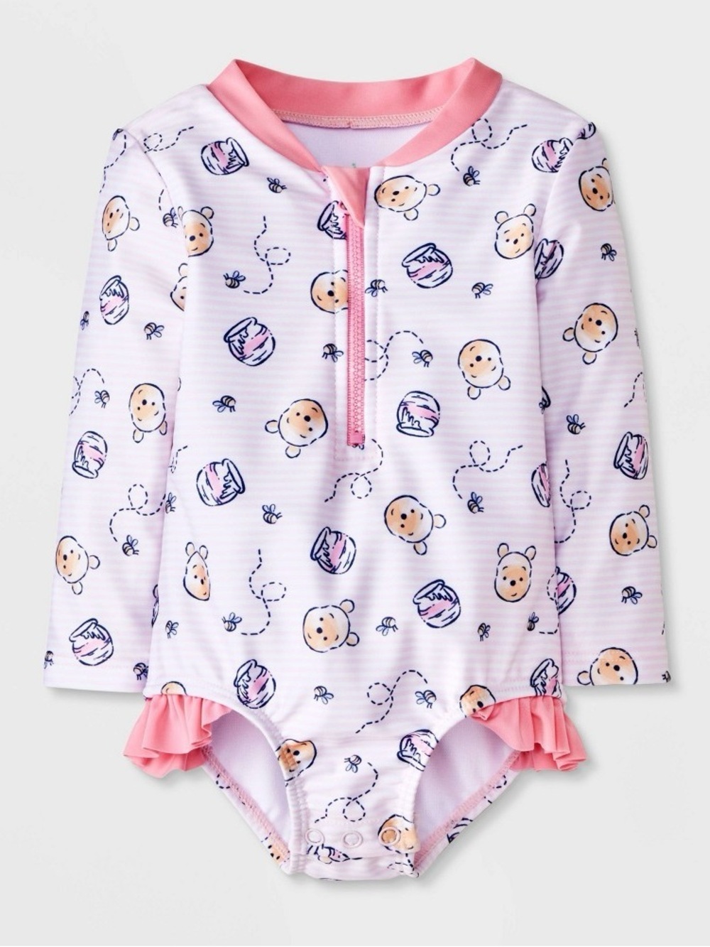 Baby Girls' Disney Winnie The Pooh Long Sleeve One Piece Rash Guard - Pink 3M